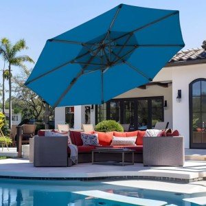 Royal Blue Cantilever Patio Umbrella with Rotation