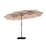 PHI VILLA 15ft Double-Sided Patio Umbrella with Lights