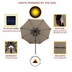 Taupe 9ft Solar LED Patio Umbrella with Tilt