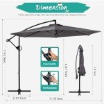 10FT Dark Grey Cantilever Patio Umbrella with Tilt