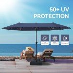 Navy Blue Double-Sided Patio Umbrella for Mancaves