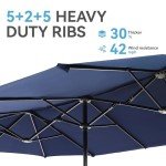 Navy Blue Double-Sided Patio Umbrella for Mancaves