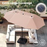 PHI VILLA 15ft Double-Sided Patio Umbrella with Lights