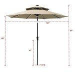 Taupe 9ft Solar LED Patio Umbrella with Tilt