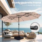 PHI VILLA 15ft Double-Sided Patio Umbrella with Lights