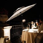 Taupe 9ft Solar LED Patio Umbrella with Tilt