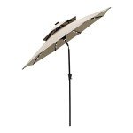 Taupe 9ft Solar LED Patio Umbrella with Tilt