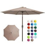 9FT Push Button Tilt Patio Umbrella - Tan