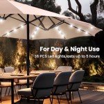 PHI VILLA 15ft Double-Sided Patio Umbrella with Lights