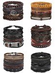 30PCS Leather Bead Bracelets Set for Men & Women