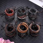 30PCS Leather Bead Bracelets Set for Men & Women