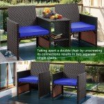 Deep Blue Wicker Patio Conversation Set