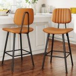 Set of 2 Modern High Back Bar Stools