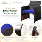 Deep Blue Wicker Patio Conversation Set