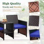 Deep Blue Wicker Patio Conversation Set