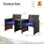 Deep Blue Wicker Patio Conversation Set