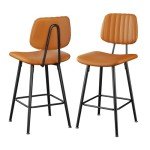 Set of 2 Modern High Back Bar Stools