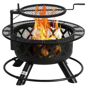 Bali Outdoors 32-Inch Outdoor Fire Pit and Grill
