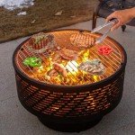 26" Wood Burning Fire Pit with Grill & Cover