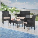 Mancave Rattan Patio Furniture Conversation Set