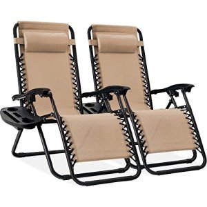 Adjustable Steel Mesh Zero Gravity Lounge Chairs - 2 Pack