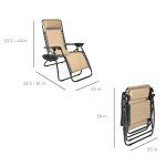 Adjustable Steel Mesh Zero Gravity Lounge Chairs - 2 Pack
