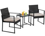 Khaki 3-Piece Wicker Bistro Set for Outdoors