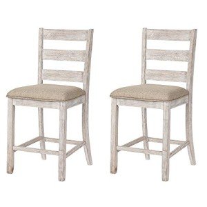 Set of 2 Antique White Counter Height Barstools