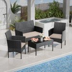 Mancave Rattan Patio Furniture Conversation Set