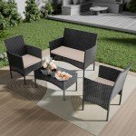 Mancave Rattan Patio Furniture Conversation Set