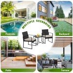 Khaki 3-Piece Wicker Bistro Set for Outdoors