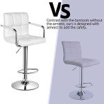 White Adjustable Swivel Bar Stools Set of 2