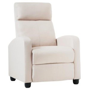 Beige Recliner Chair with Lumbar Support for Mancave