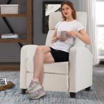 Beige Recliner Chair with Lumbar Support for Mancave