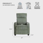 Green Pushback Recliner Chair with Wood Frame