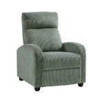 Green Pushback Recliner Chair with Wood Frame