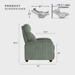 Green Pushback Recliner Chair with Wood Frame