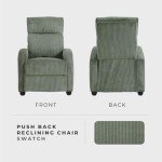 Green Pushback Recliner Chair with Wood Frame