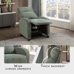 Green Pushback Recliner Chair with Wood Frame