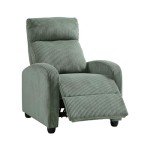 Green Pushback Recliner Chair with Wood Frame