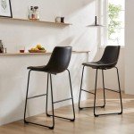 Modern Black Counter Height Bar Stool Set of 4