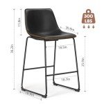 Modern Black Counter Height Bar Stool Set of 4