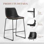 Modern Black Counter Height Bar Stool Set of 4