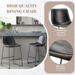 Modern Black Counter Height Bar Stool Set of 4