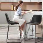 Modern Black Counter Height Bar Stool Set of 4