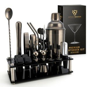 Gun Metal 24-Piece Mixology Bartender Kit
