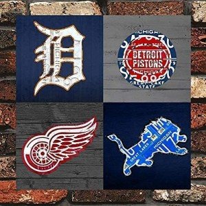 Vintage Michigan Sports Fan Metal Wall Art 12"x12
