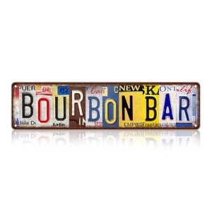 Vintage Bourbon Bar Wall Decor Metal Sign