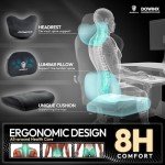 Heated Massage Gaming Chair with Footrest - Black
