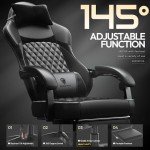 Ergonomic Gaming Chair with Massage and Footrest